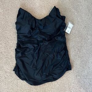 NWT Motherhood Maternity Black Ruffled Strap/StrapLess Swim Top Size M